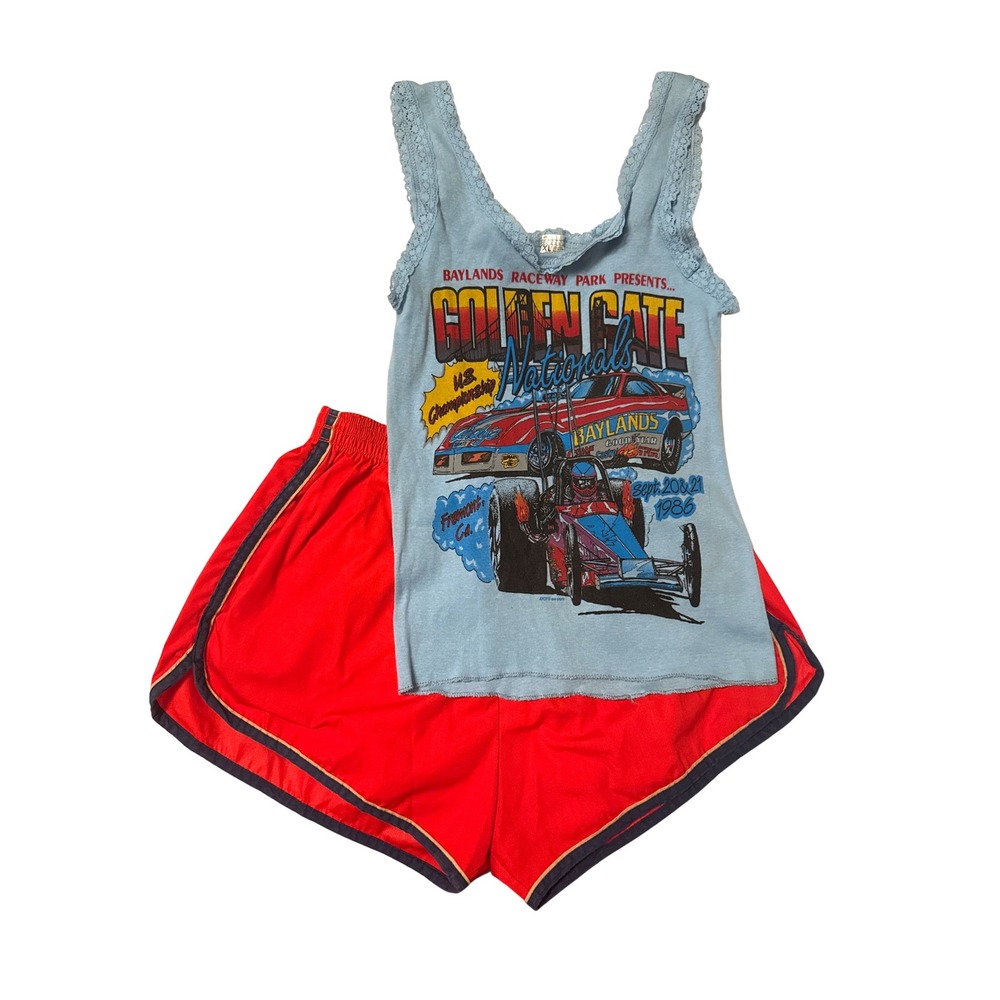 Vtg 1986 Baylands Raceway Golden Gate Nationals Screen Stars Tank Top M L XL NOS - Picture 5 of 5